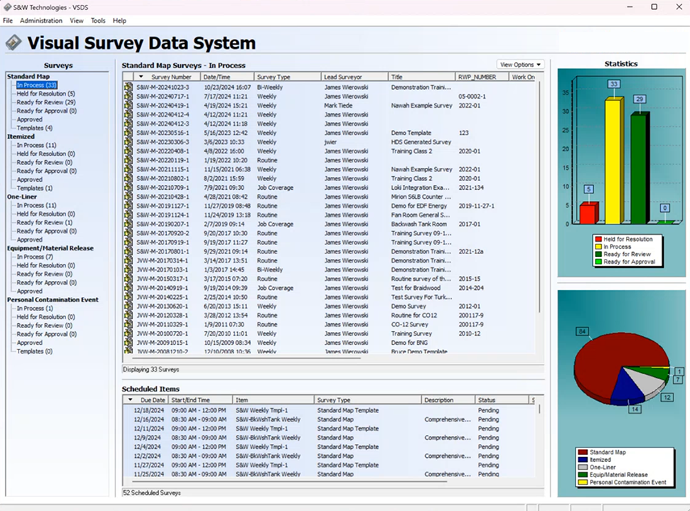 screenshot of Visual Survey Data System